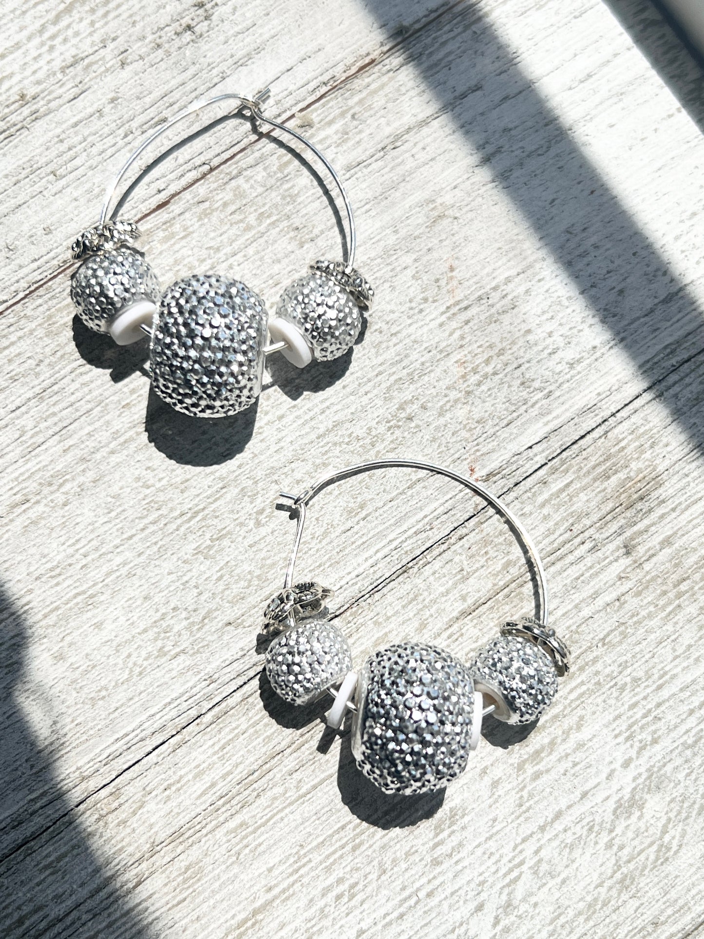 Silver Sparkle Hoop Earrings