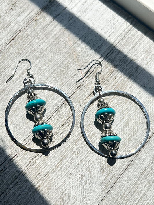 Boho Turquoise Hoop Earrings