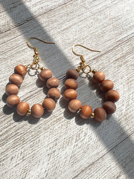 Wooden Whimsy Hoop Earrings