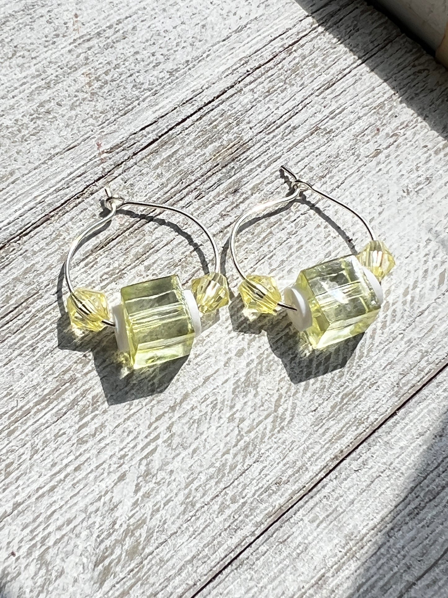 Lemon Sparkle Hoop Earrings