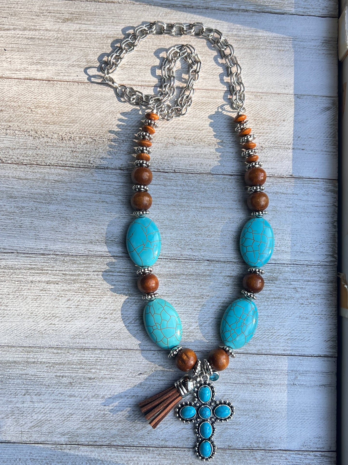 Turquoise Serenity Cross Necklace