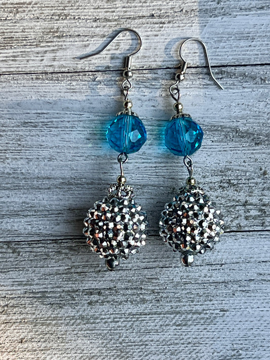 Aqua Sparkle Drop Earrings