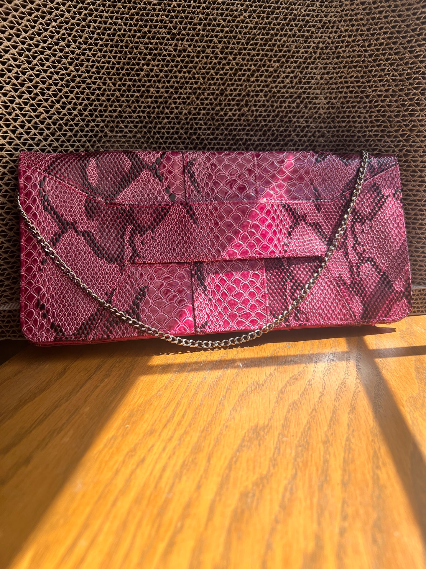 Pink Snakeskin Clutch